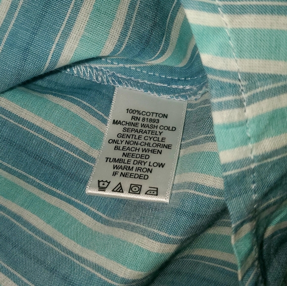 NWOT Denim Co blue button up with stripes - Picture 4 of 11